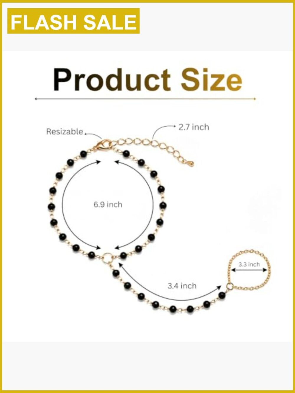 Crystal Bead Hand Chain Bracelet Gold Plated Adjustable - Picture 3 of 6